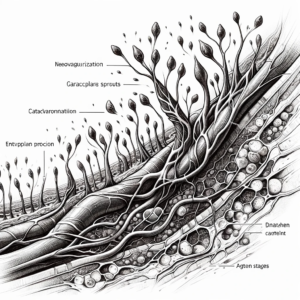 neovascularization showing the growth of new blood vessels